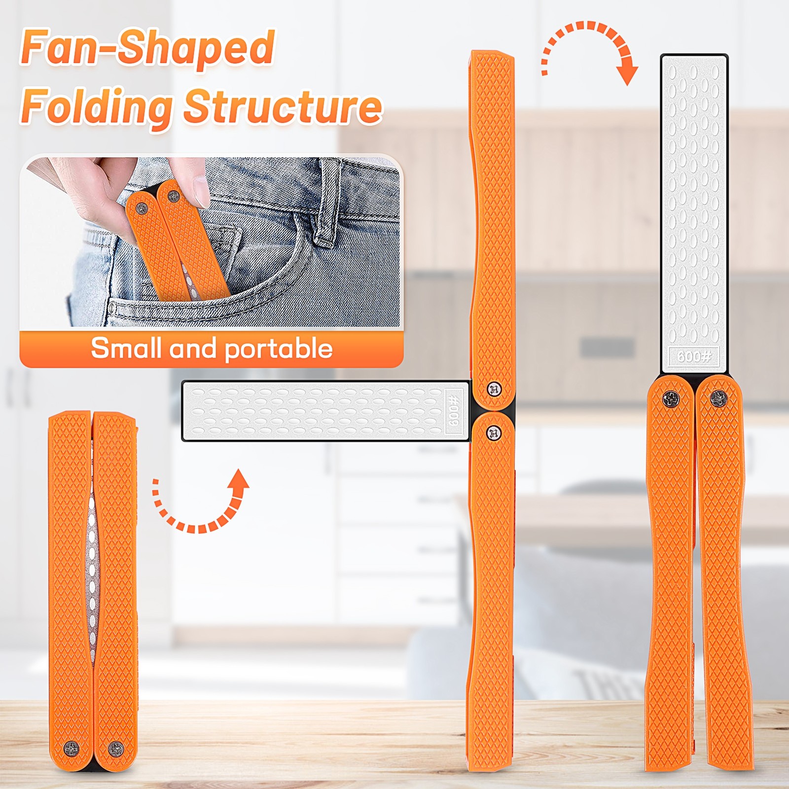 Sided Sharpener, Handheld Fine Coarse Diafold Blades Sharpening3052
