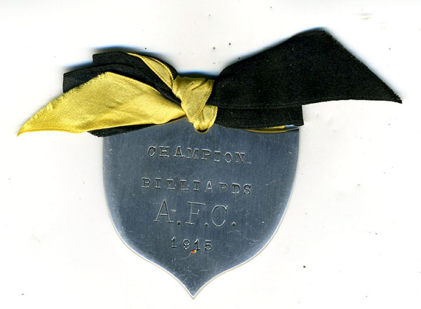 1915 Billiard Championship Medal A.F.C Fornhof Trophy