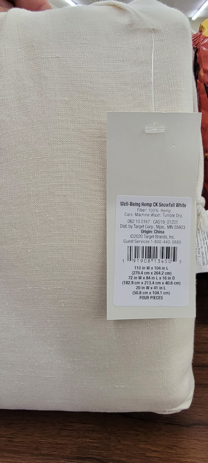 Casaluna California King 100% Washed Hemp Solid Sheet Set Snowfall White