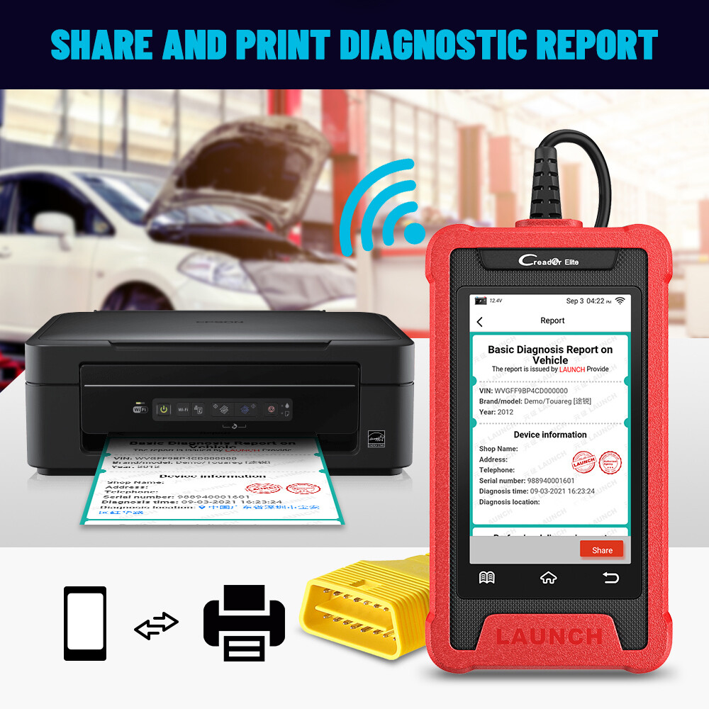 LAUNCH CRE205 OBD2 Scanner Car Diagnostic Tool Engine TCM ABS SRS Code Reader