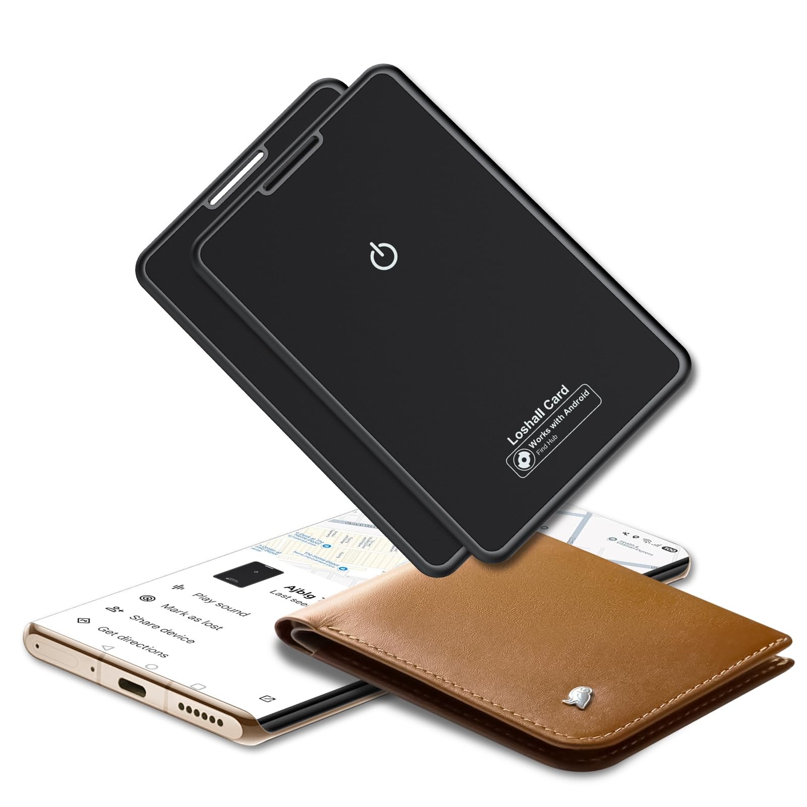 2 Pack Wallet Tracker Card for Android Bluetooth Tracker Work with Google Fin...