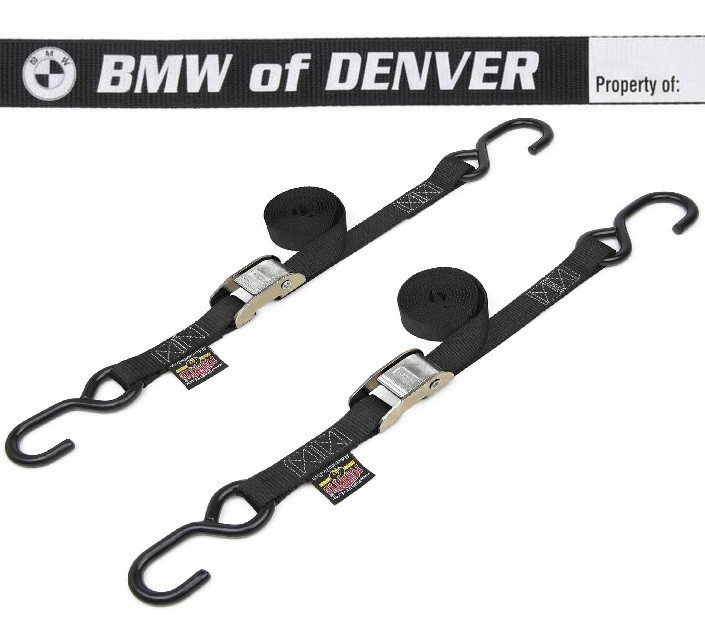 BMW OF DENVER - Powertye 1" x 6' ft Soft-Tye Down Pair with Secure Hook Black