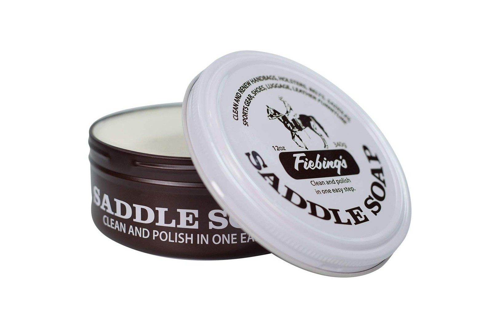 Fiebing's White Saddle Soap for Leather (12 oz Tin) - Cleaner & Conditioner t...