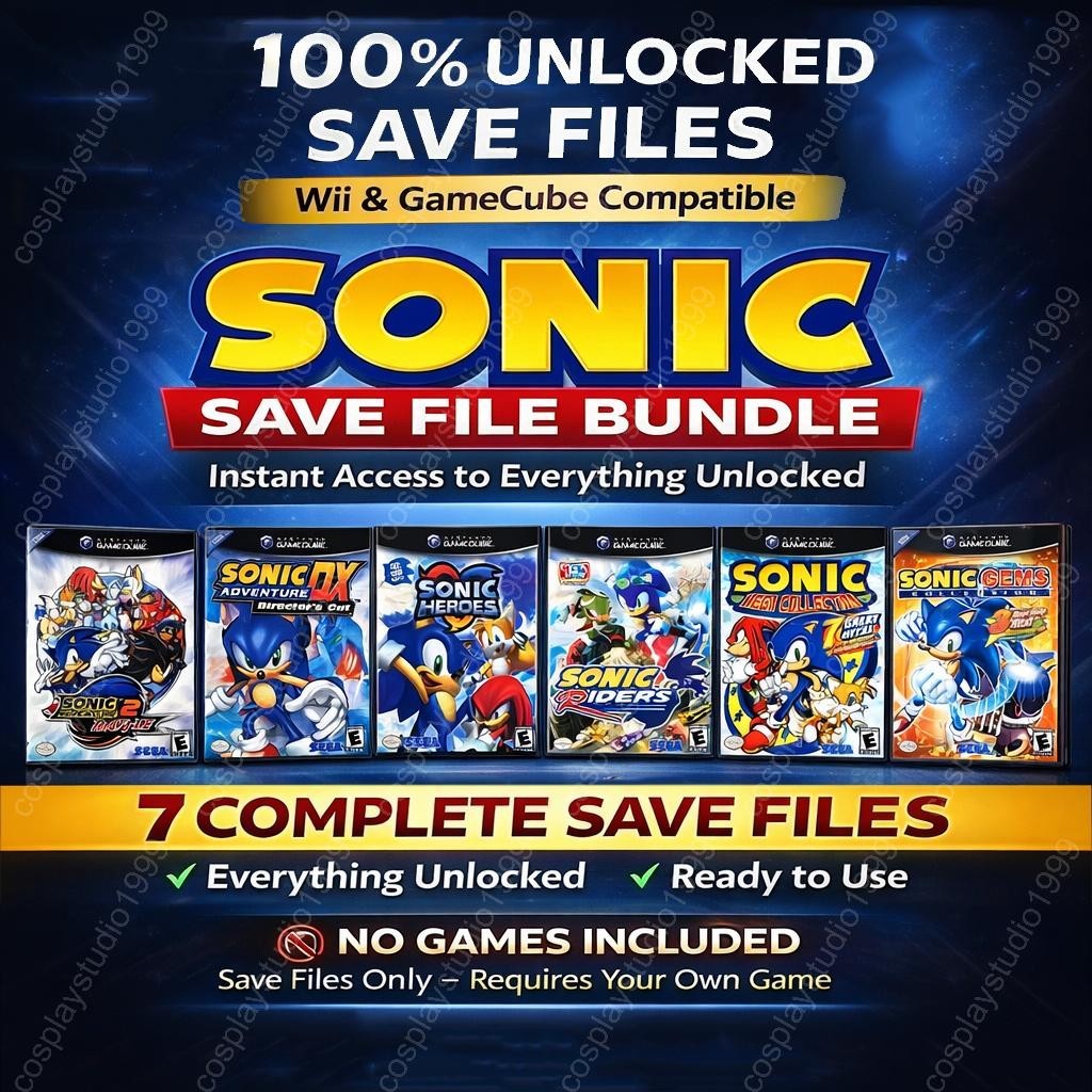Sonic GameCube Save Files 100% Completed All Unlocks Sonic Mega SA2 Heroes DX