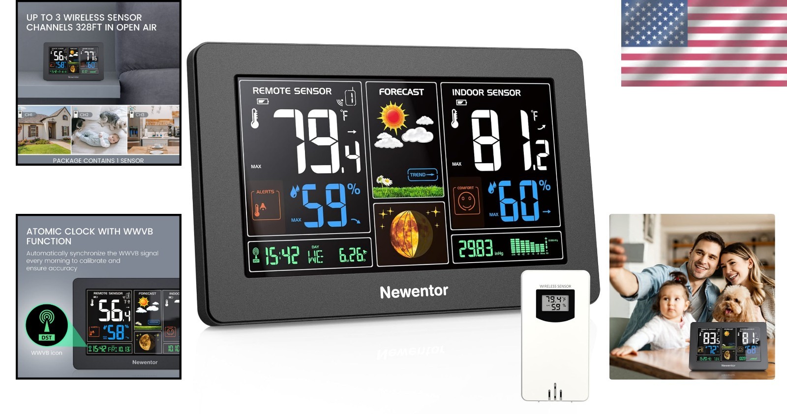 Comprehensive Weather Station with Wireless Sensors & Atomic Time Functionality
