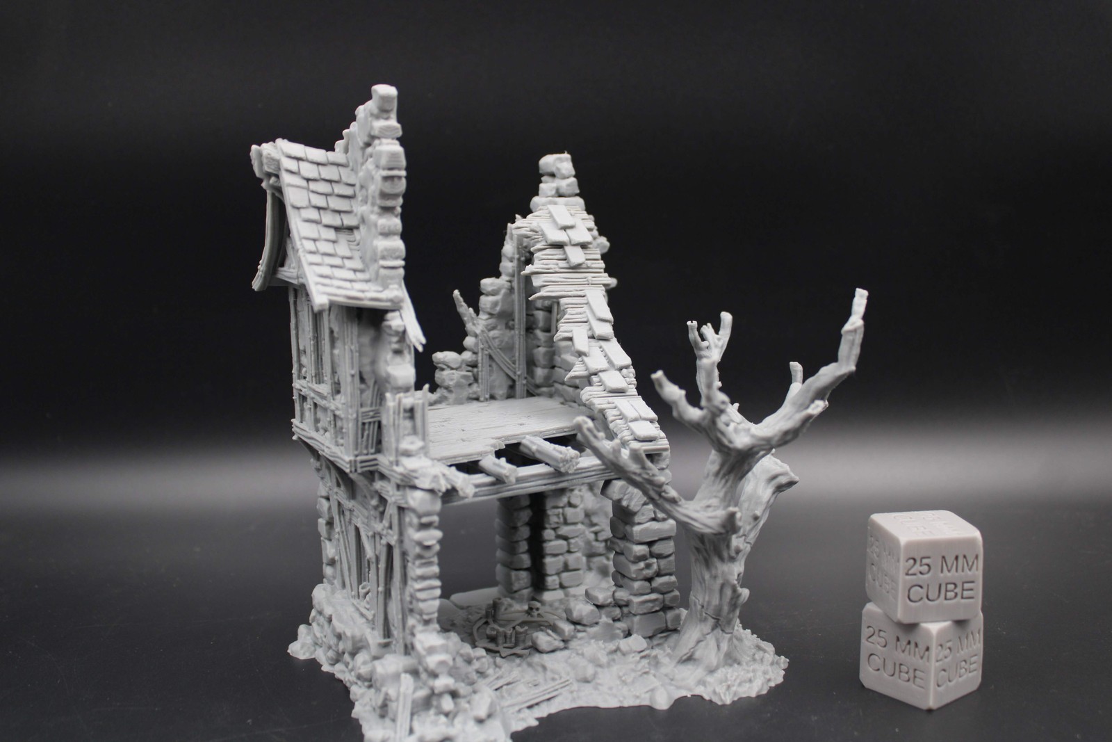 Tabletop Terrain Fantasy Coven House Ruin 2 Story With Tree Dnd RPG wargame skir