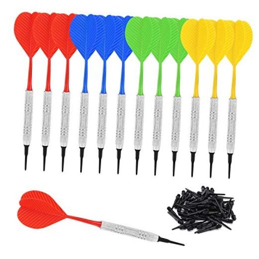 12 Pack Soft Tip Darts, Bar Dart, Plastic Tip Darts Set, Attach Extra 100