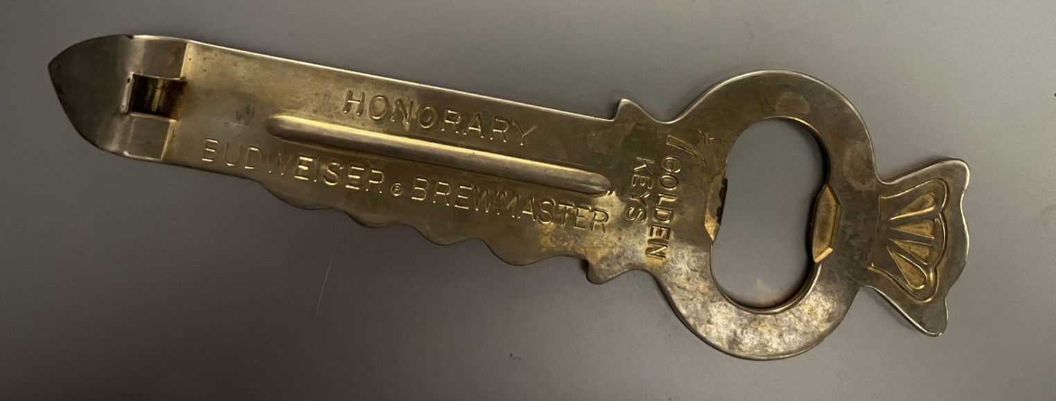 Budweiser Honorary Brewmaster Golden Key Bottle Opener Brewery Memorabilia