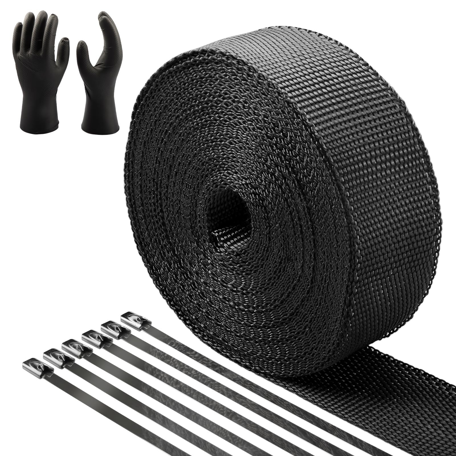 CARDI 2" x 50' Black Exhaust Heat Wrap for Motorcycle Fiberglass Heat Shield ...