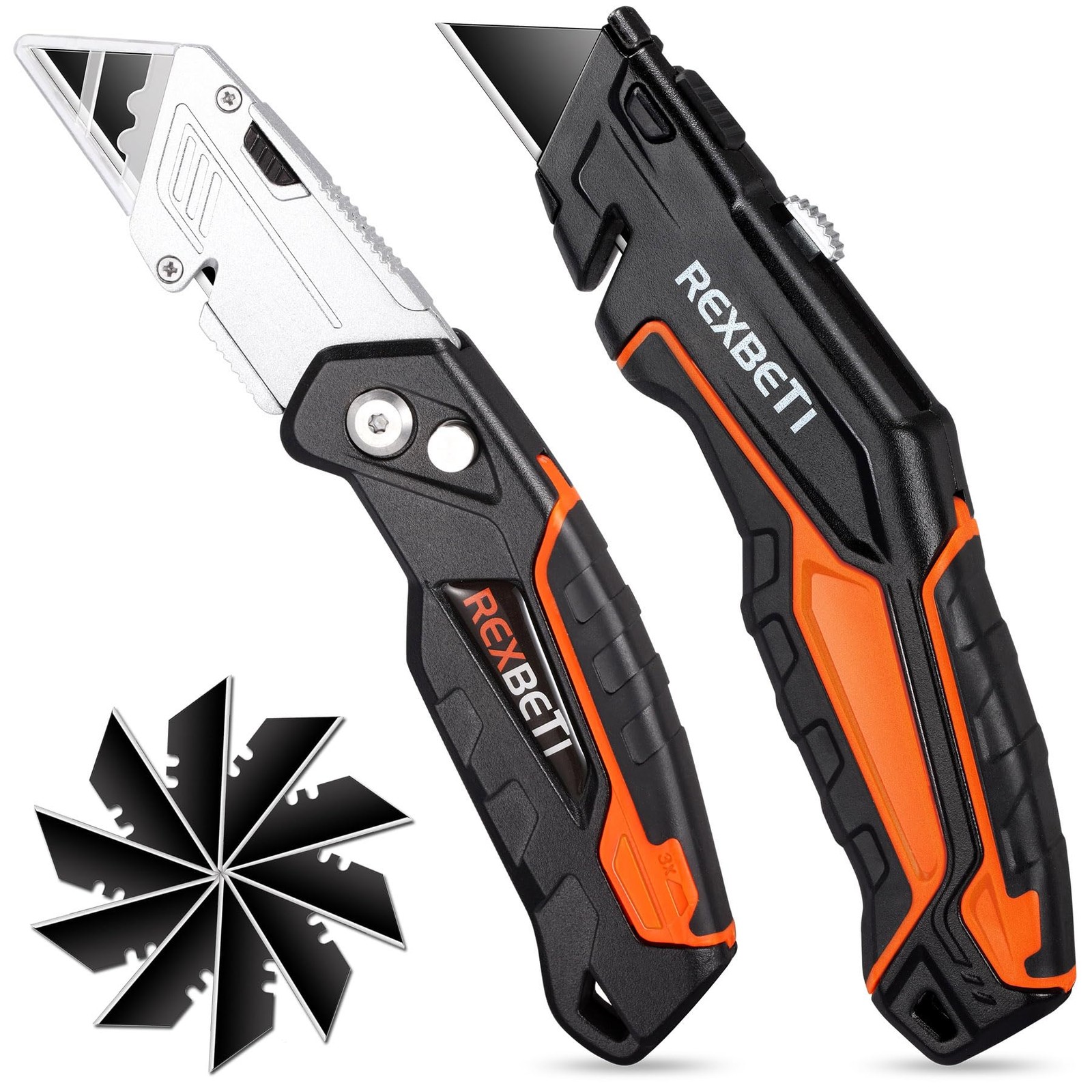 REXBETI 2 Pack Utility Knife SK5 Heavy Duty Retractable Box Cutter for Cartons