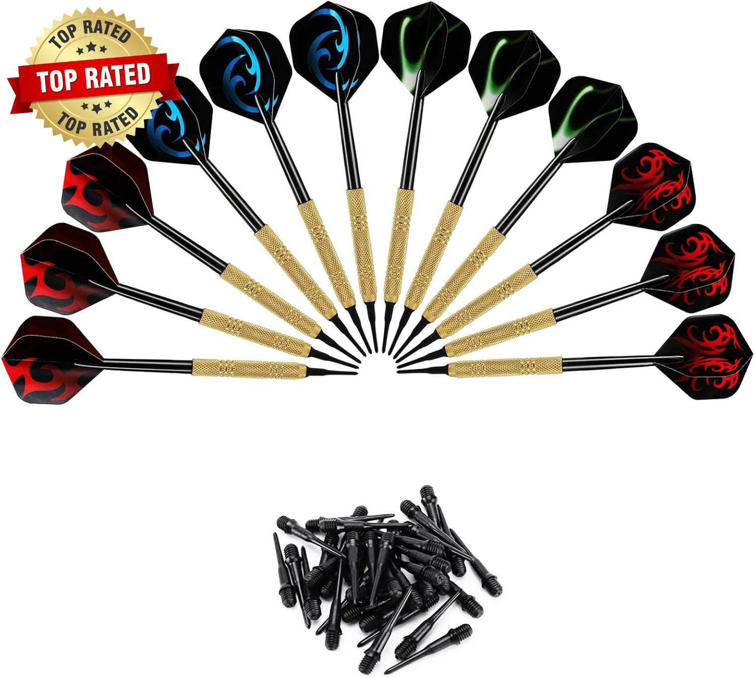 12 Pcs Darts Plastic Tip Soft Tip Darts Set 14G Plastic Tipped Dart Attach Extra