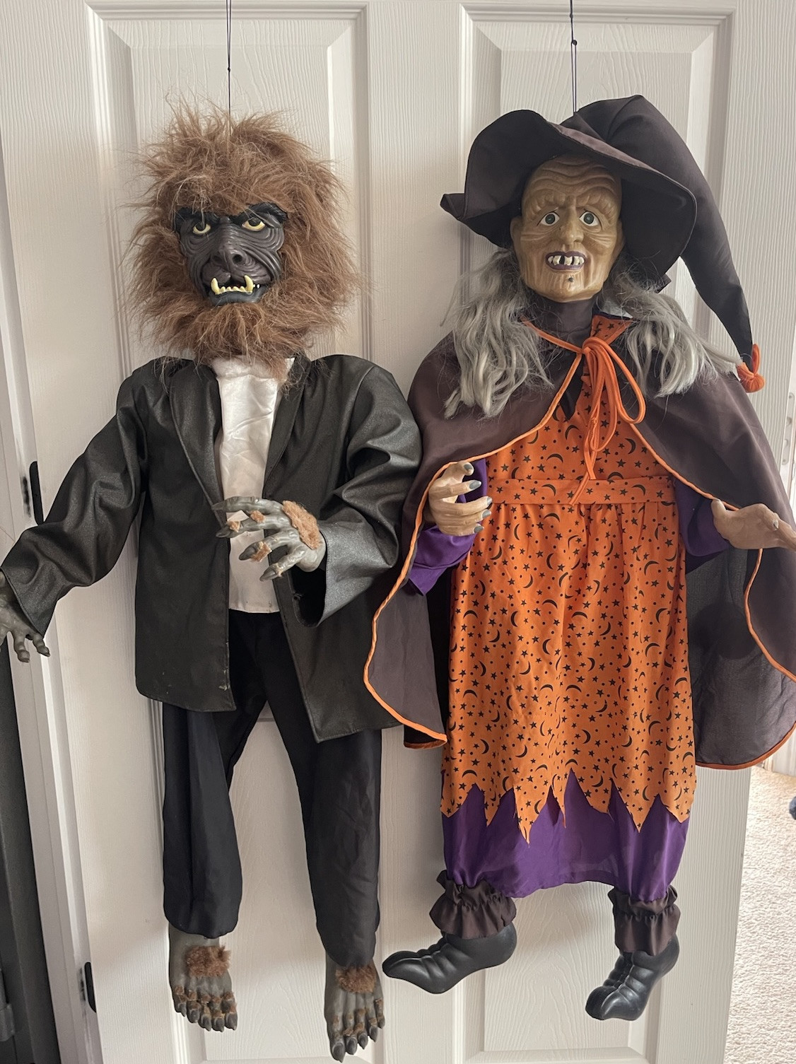 Halloween Gemmy 2001  36” Hanging Witch And Ware Wolf Decor