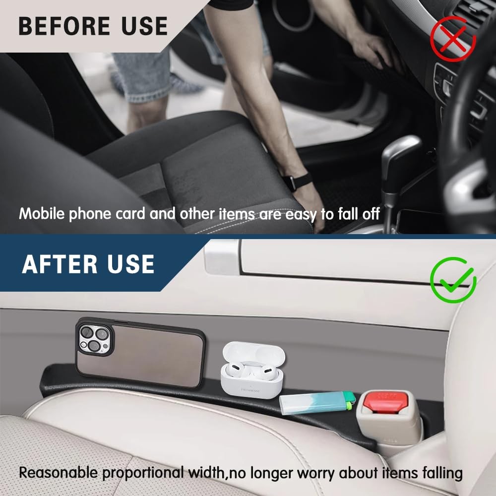 2 Pack Leather Car Seat Gap Filler Universal Fit for Cars Trucks SUVs