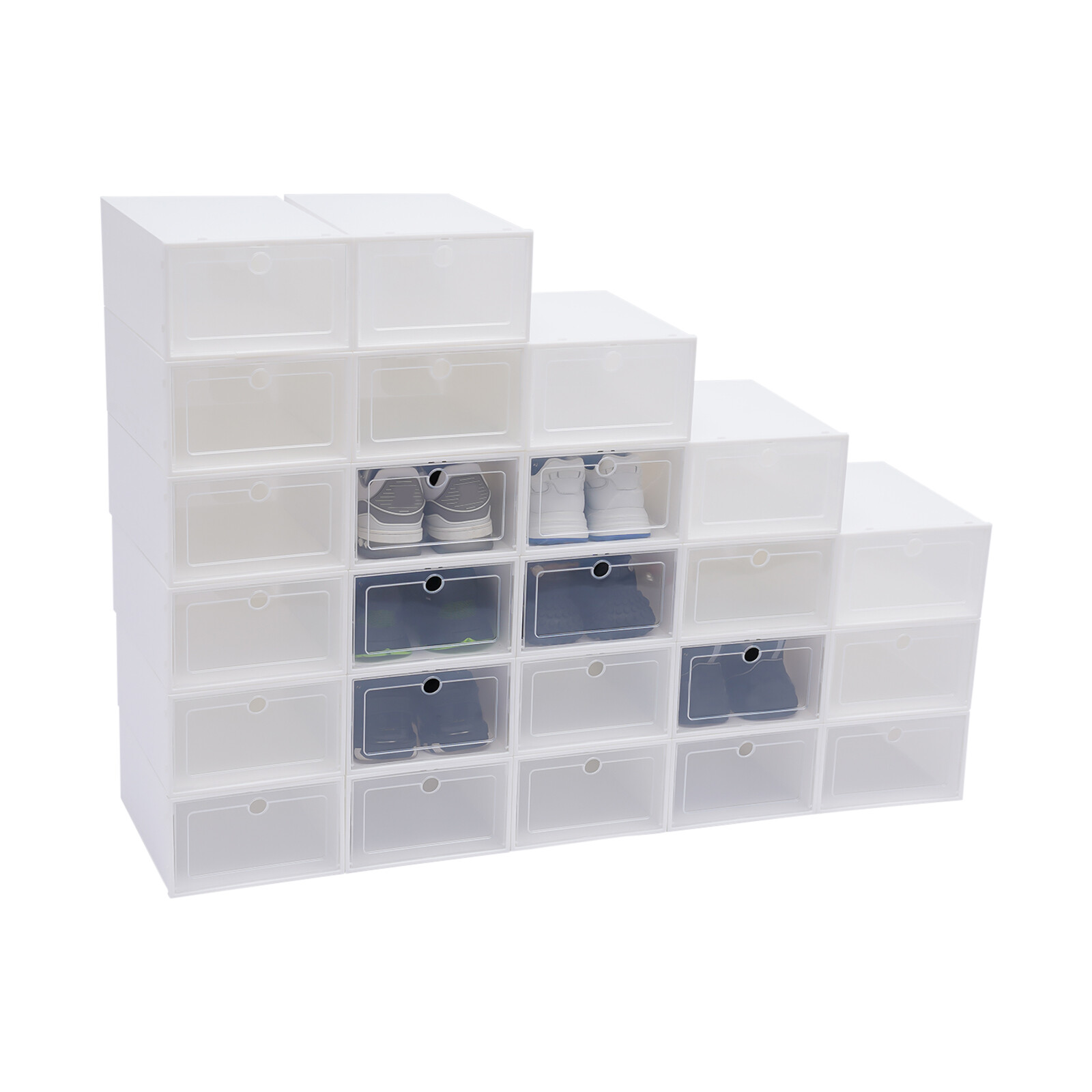 24pcs Shoe Box Stackable Shoe Storage Organizer Sneaker Container Clear