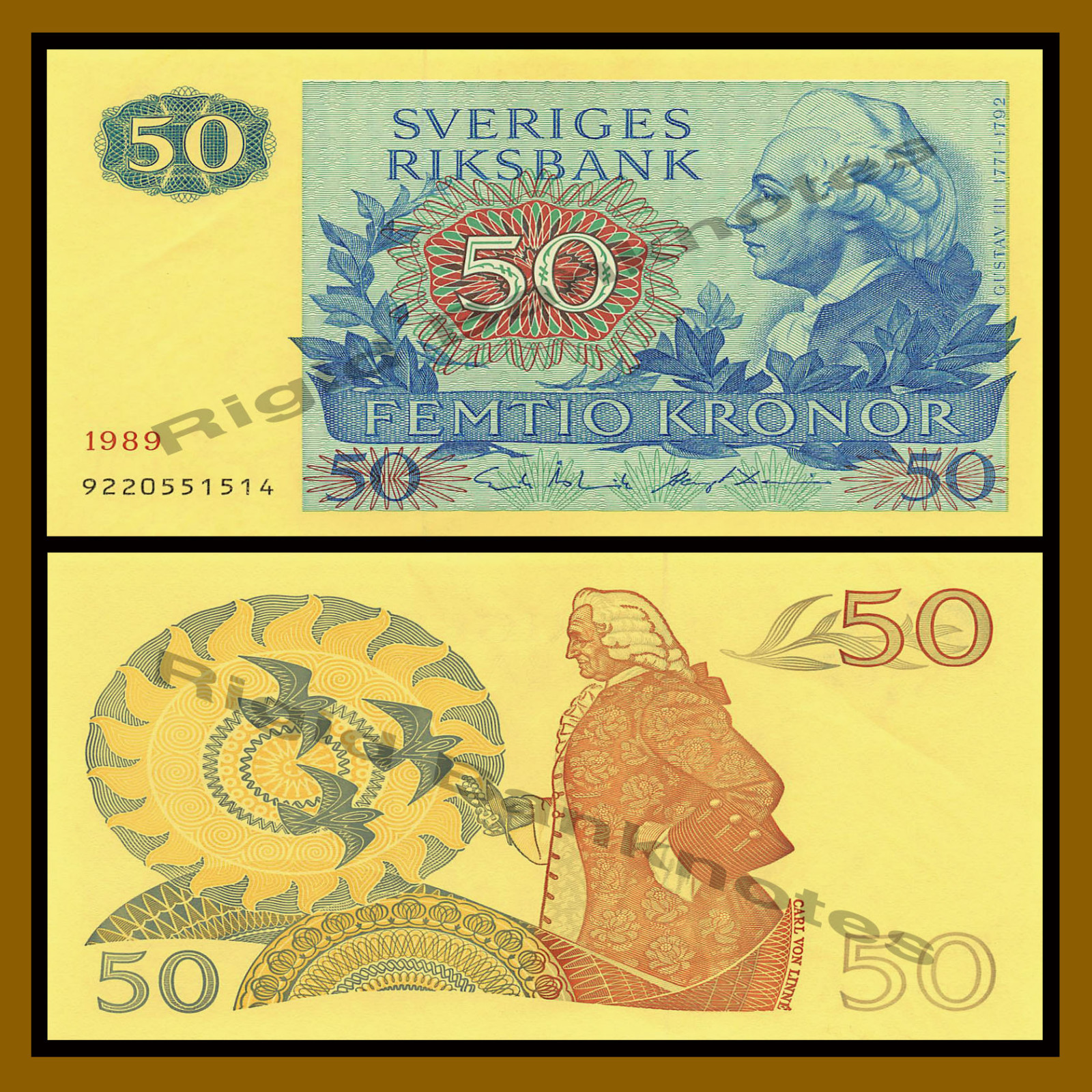Sweden 50 Kronor, 1989 P-53d Au