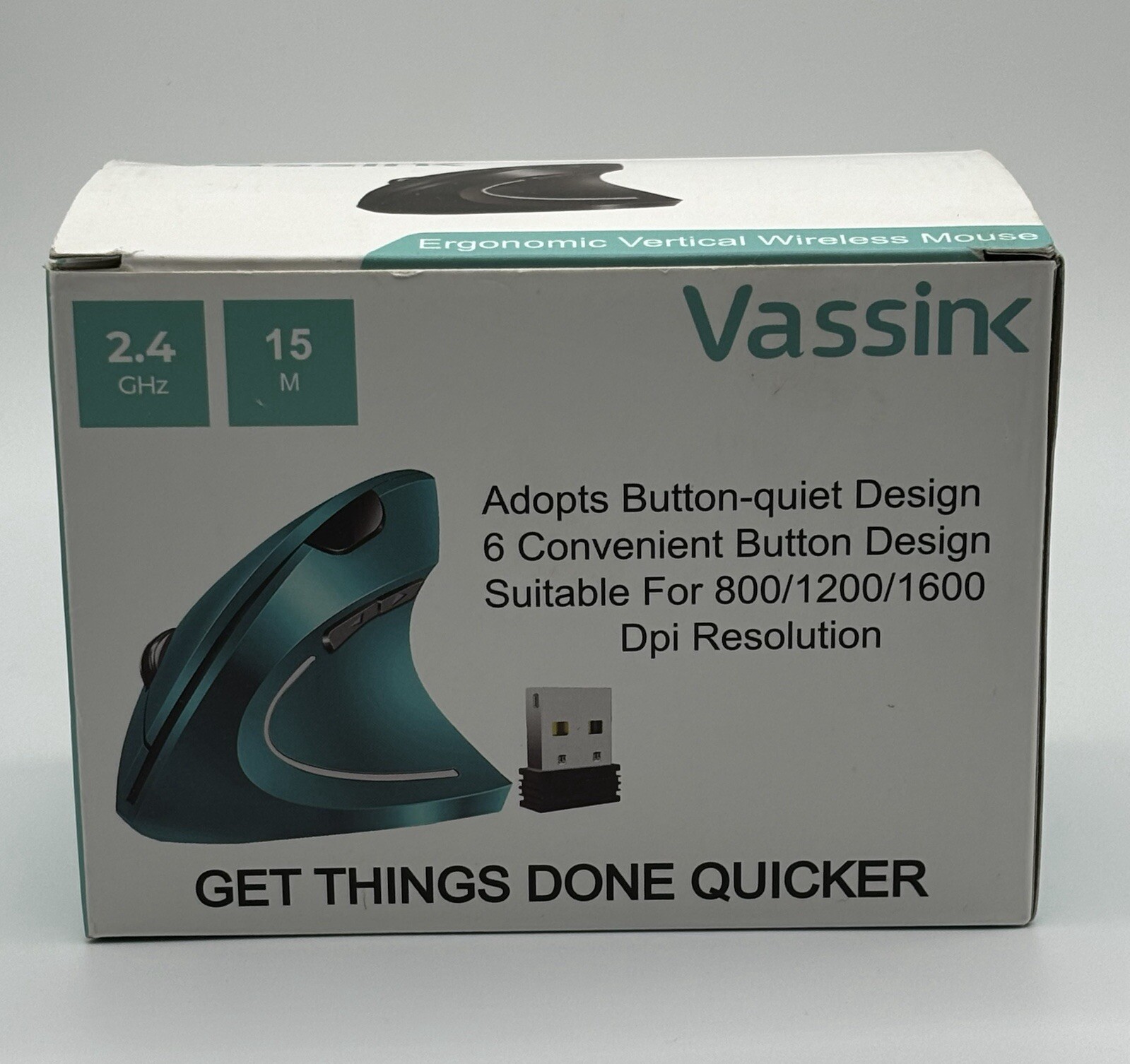 Vassink Wireless Mouse Ergonomic Mouse Rechargeable Vertical Optical Mice w/ USB