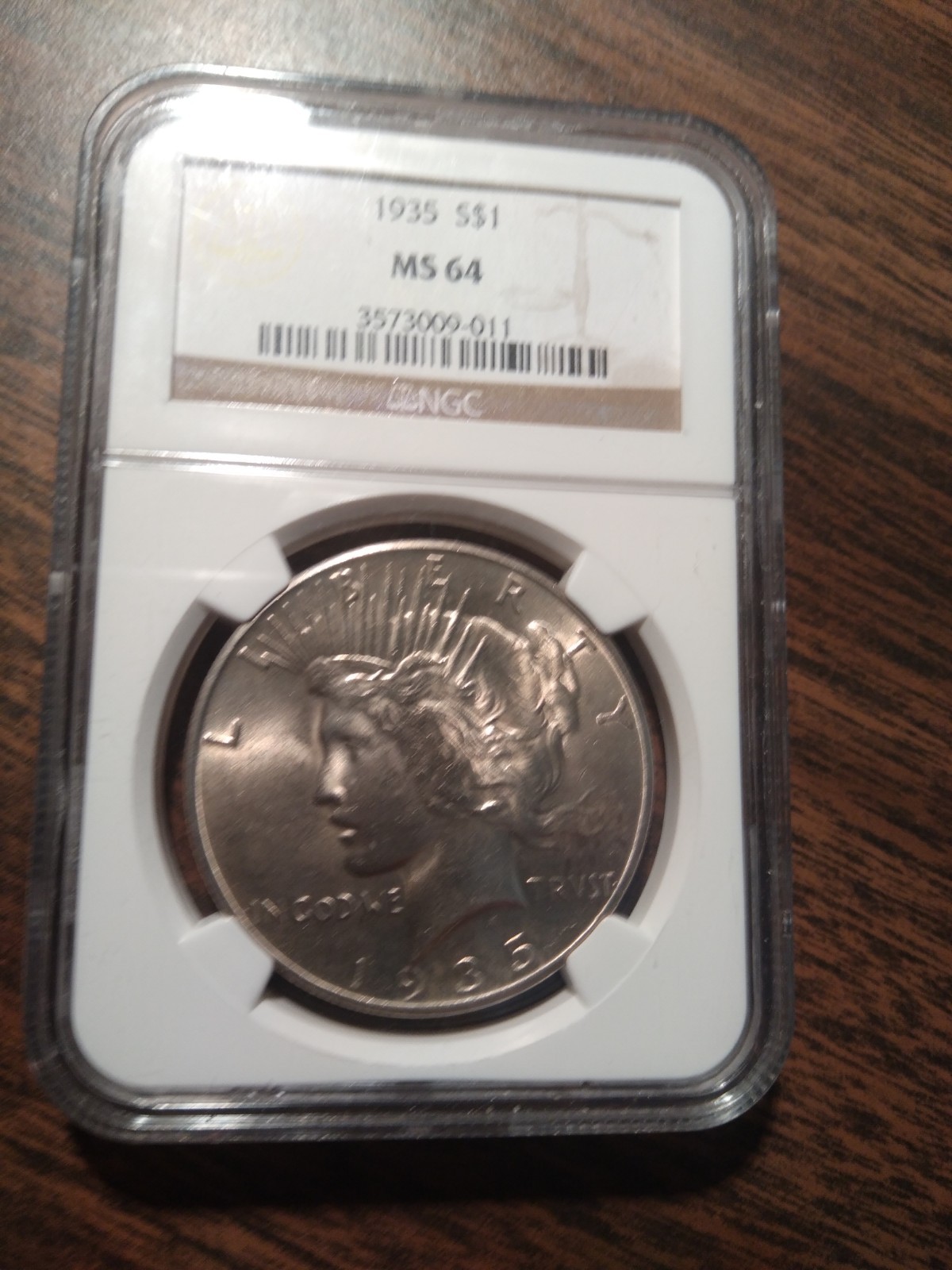 1935 NGC MS 64 peace silver dollar
