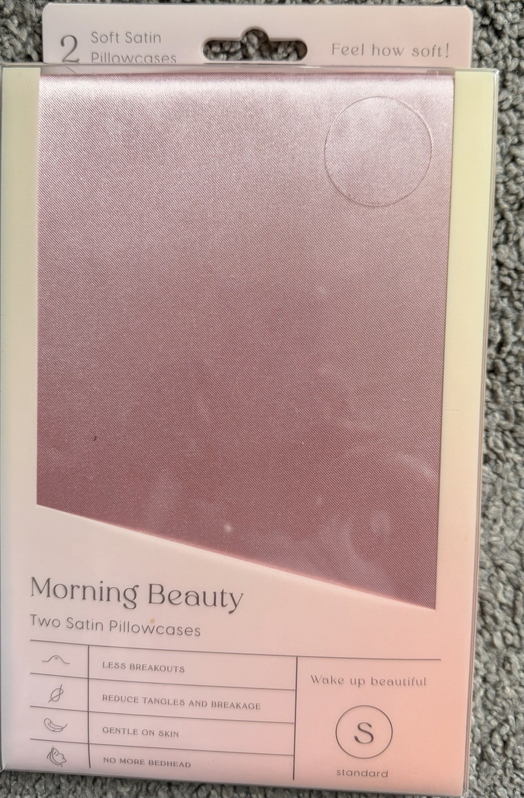 NEW Morning Beauty 2 Pack Pink Satin Standard Size Pillowcases 20x30