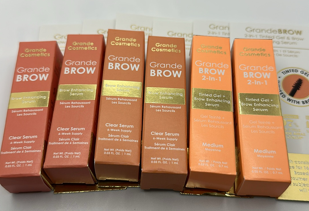 Lot 6 Grande Cosmetics Grande Brow Set Tinted Gel + Enhancing Clear Serum W33