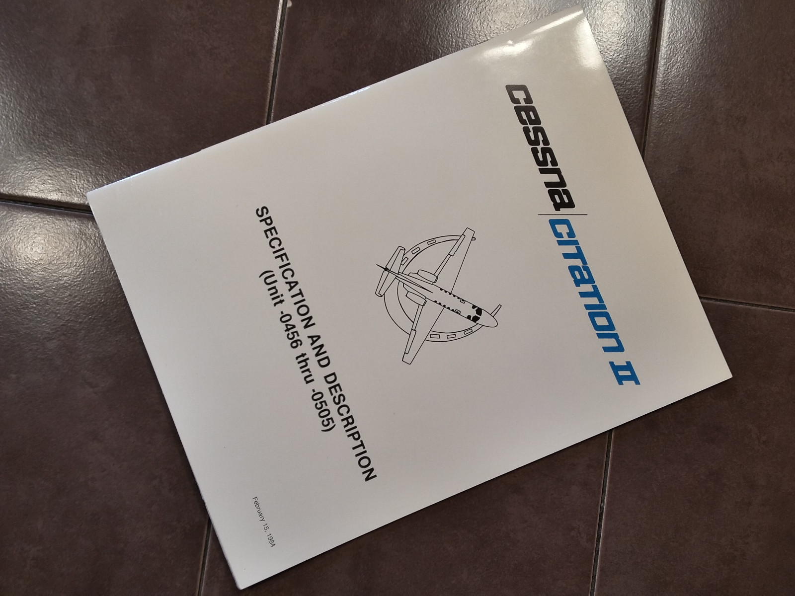 Cessna Citation II, 550/551, sn 0456-0505 Specification & Description Booklet