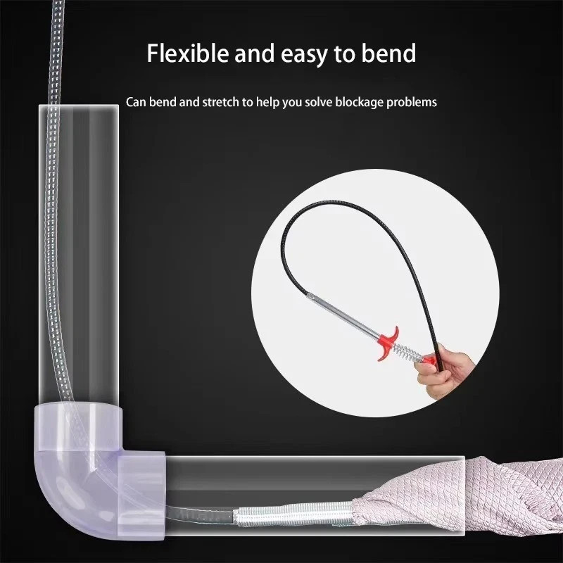 60cm Spring Pipe Dredging Tool Drain Snake Cleaner Clog Remover Kitchen Sink