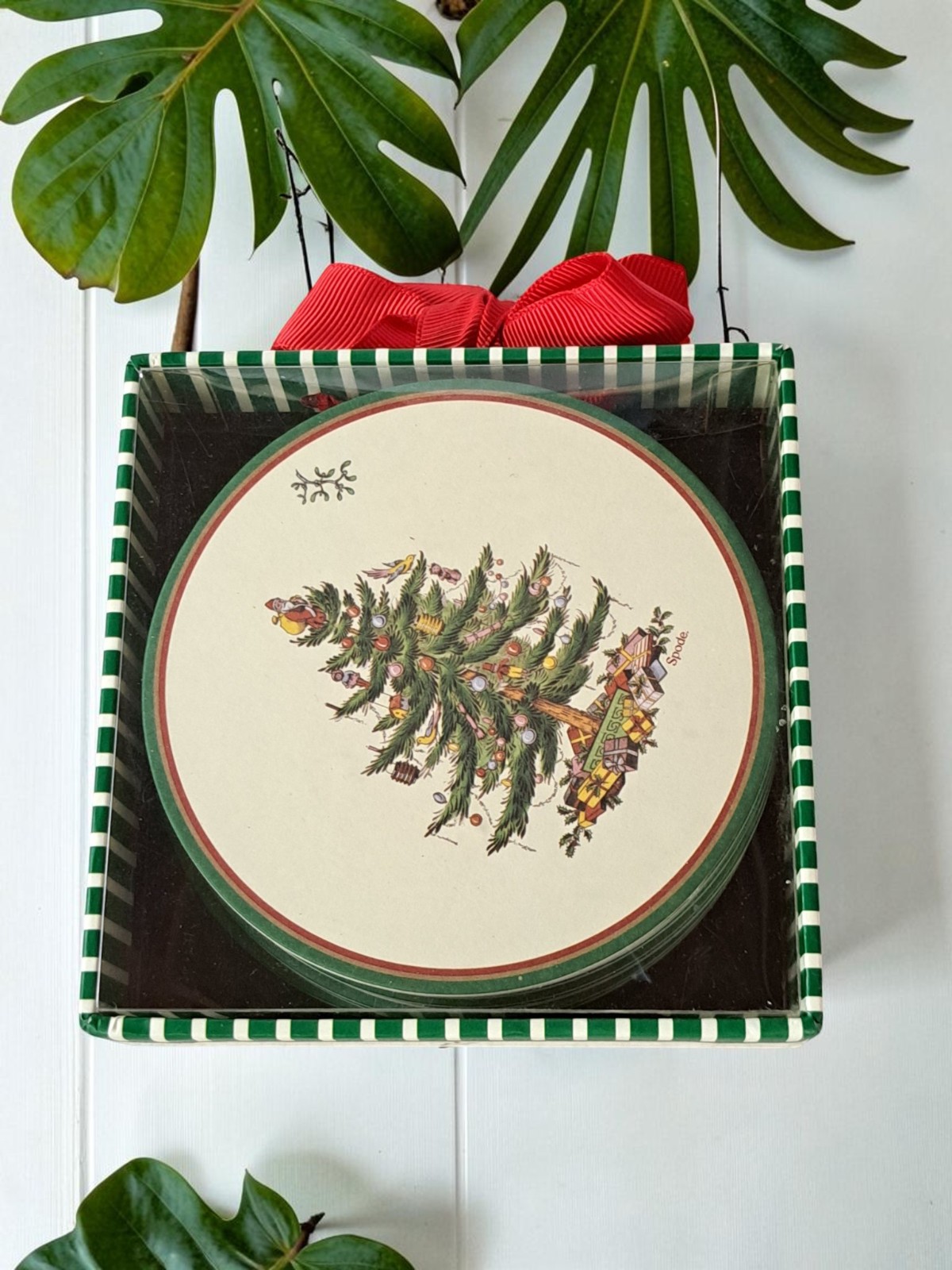 New!! Spode "Christmas Tree" 4" Diam Cardboard Paper Coasters Set of 12 TC5-2021