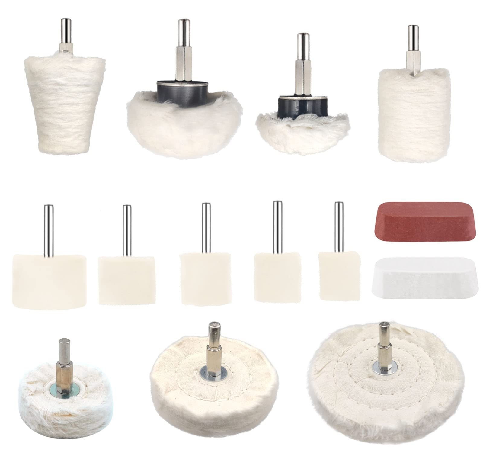 14 Pcs Polishing Wheel Kit for Drill - Buffing Pad Set With 2 Compounds and 5...