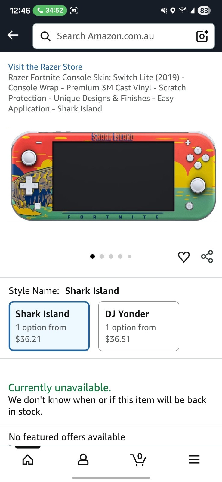 Razer Skins Nintento Switch Lite Shark Island