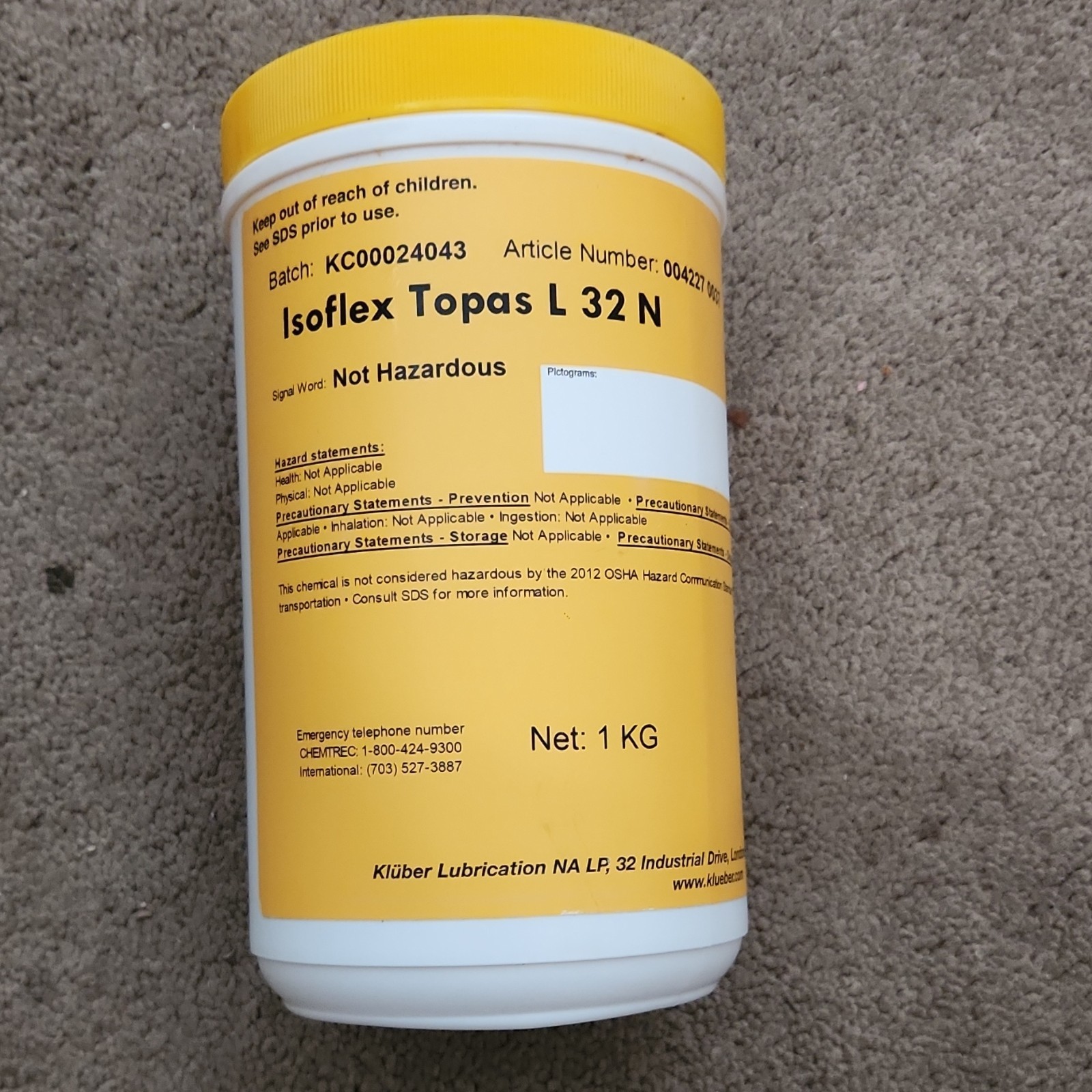 Kluber ISOFLEX Topas L 32 N Grease 1kg (2.2 LB)