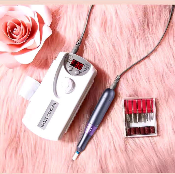 Portable Nail Drill Professional 30000 RPM, Rechargeable Electric White New