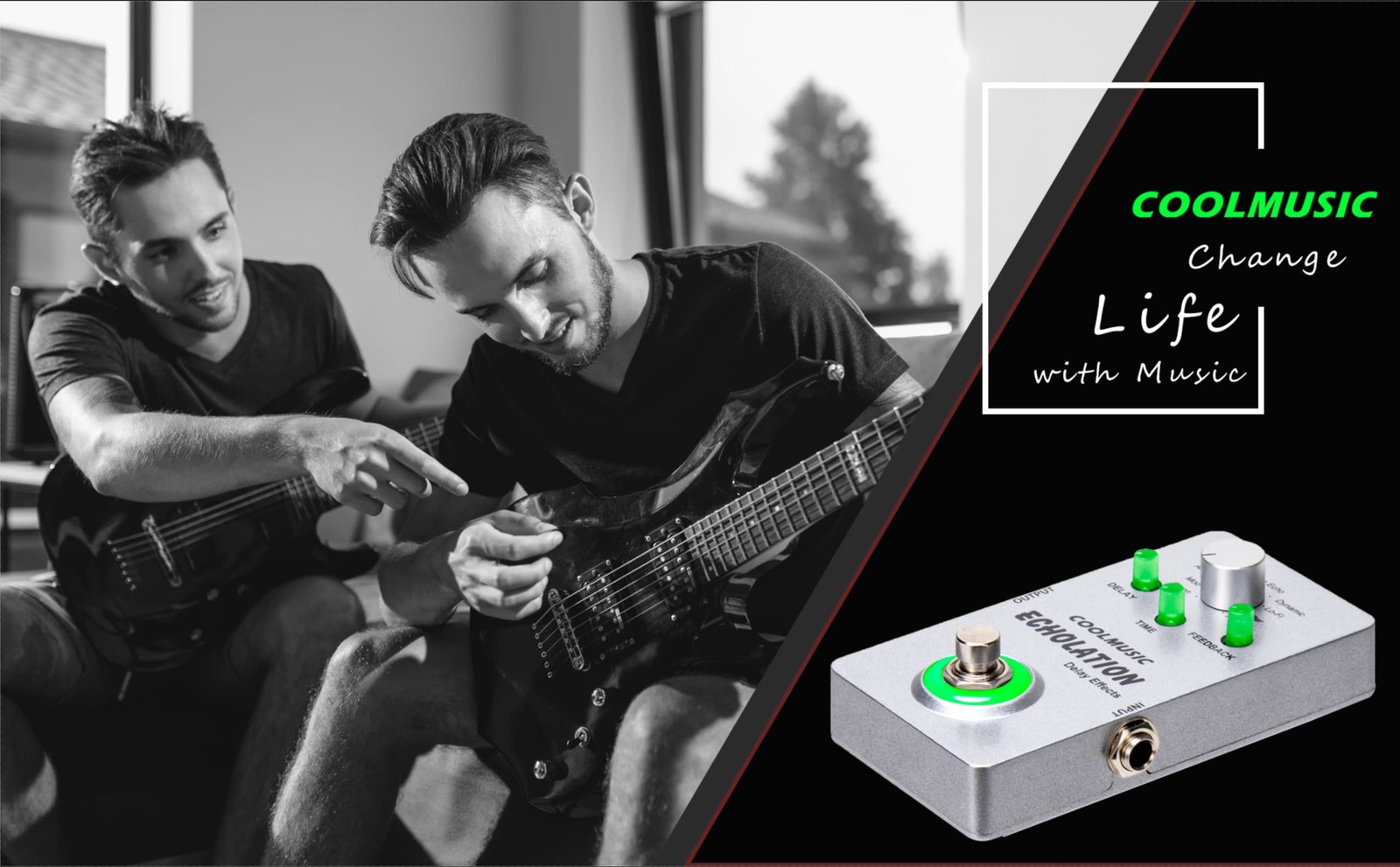COOLMUSIC A-DE01 Echolation Digital Delay Pedal with 9 Effects…