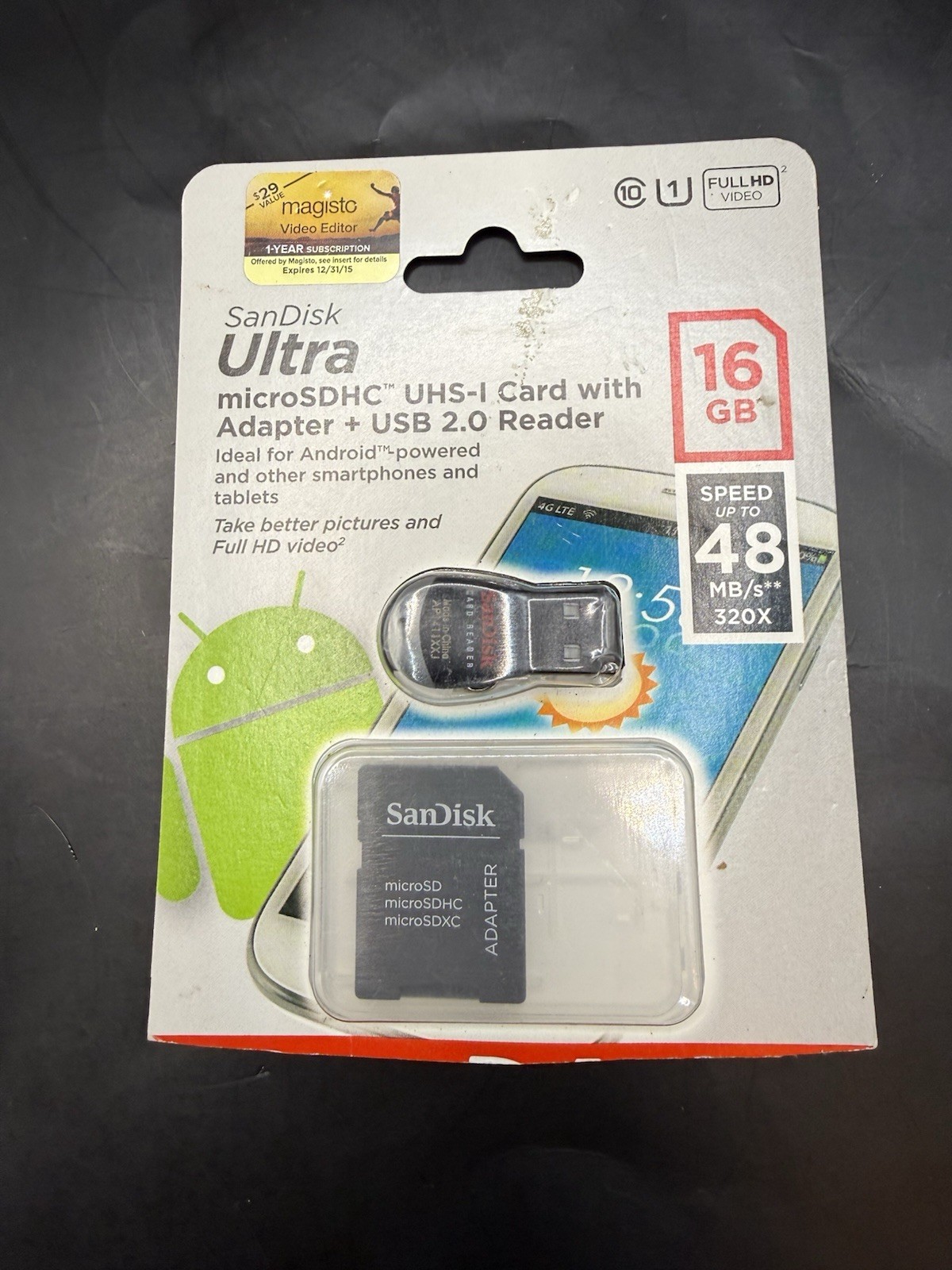 SanDisk Ultra MicroSDHC UHS-I Card With Adapter + USB 2.0 Reader New