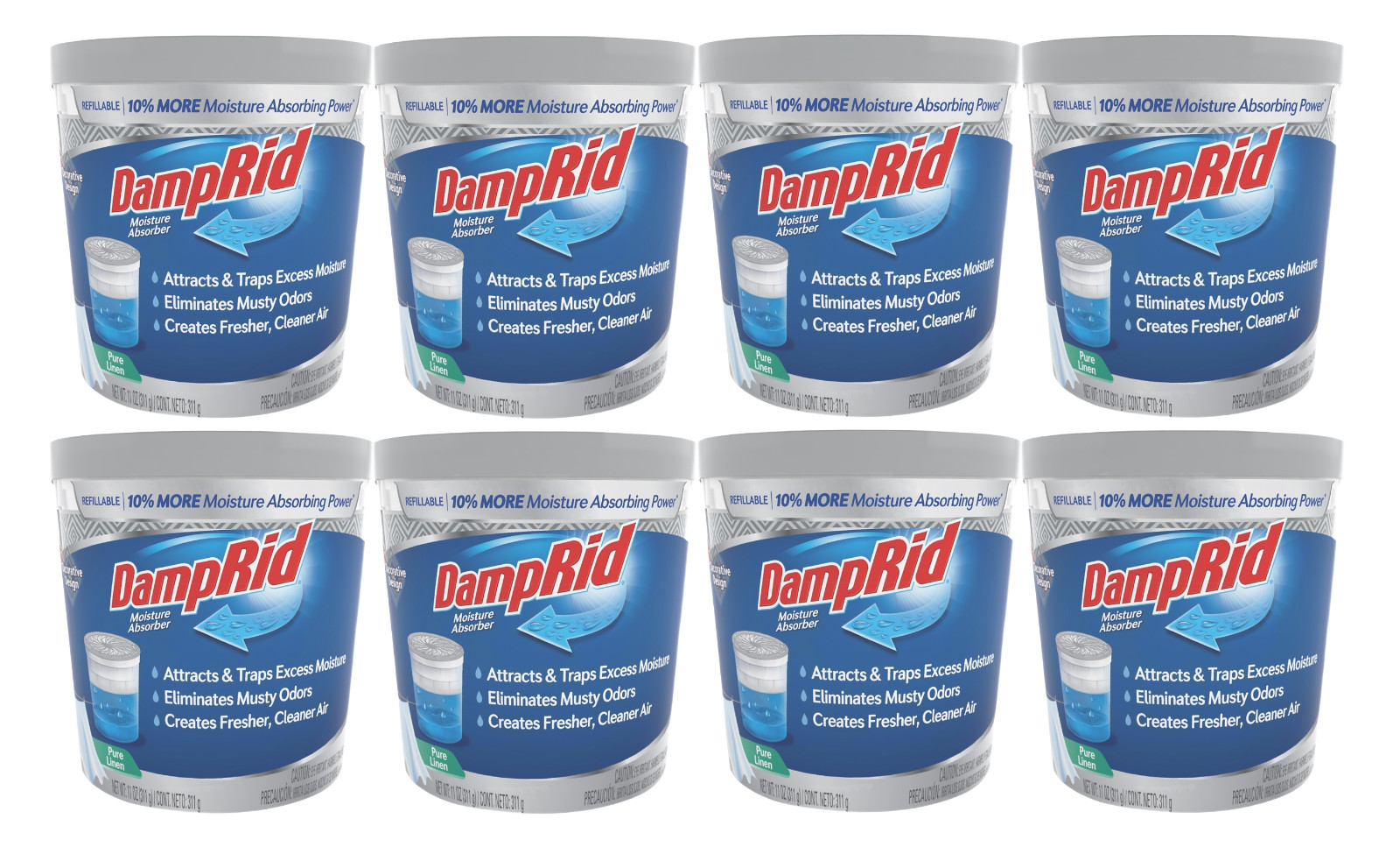 Damprid  - Pure Linen -  Moisture Absorber Odor Remover 11 Oz. (8 Pack)