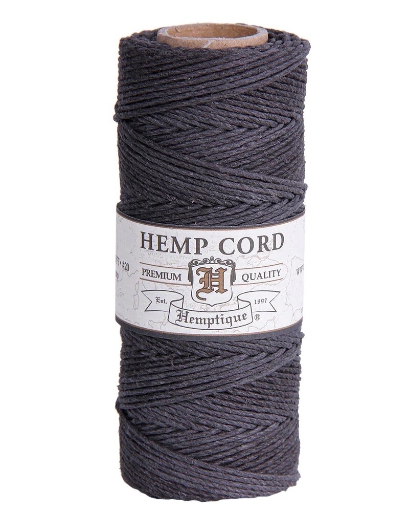 Dark Gray Hemp Cord #20 (1mm) Hemptique 100% Natural Jewelry Beading & Crafts
