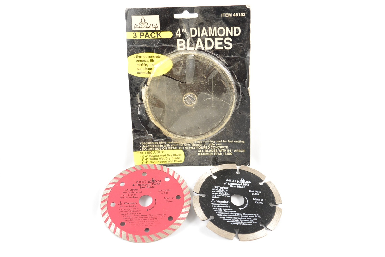 Diamond Life Two (2)-Pack 4" Diamond Dry Wet/Dry Tile Soft Stone Saw Blades46152