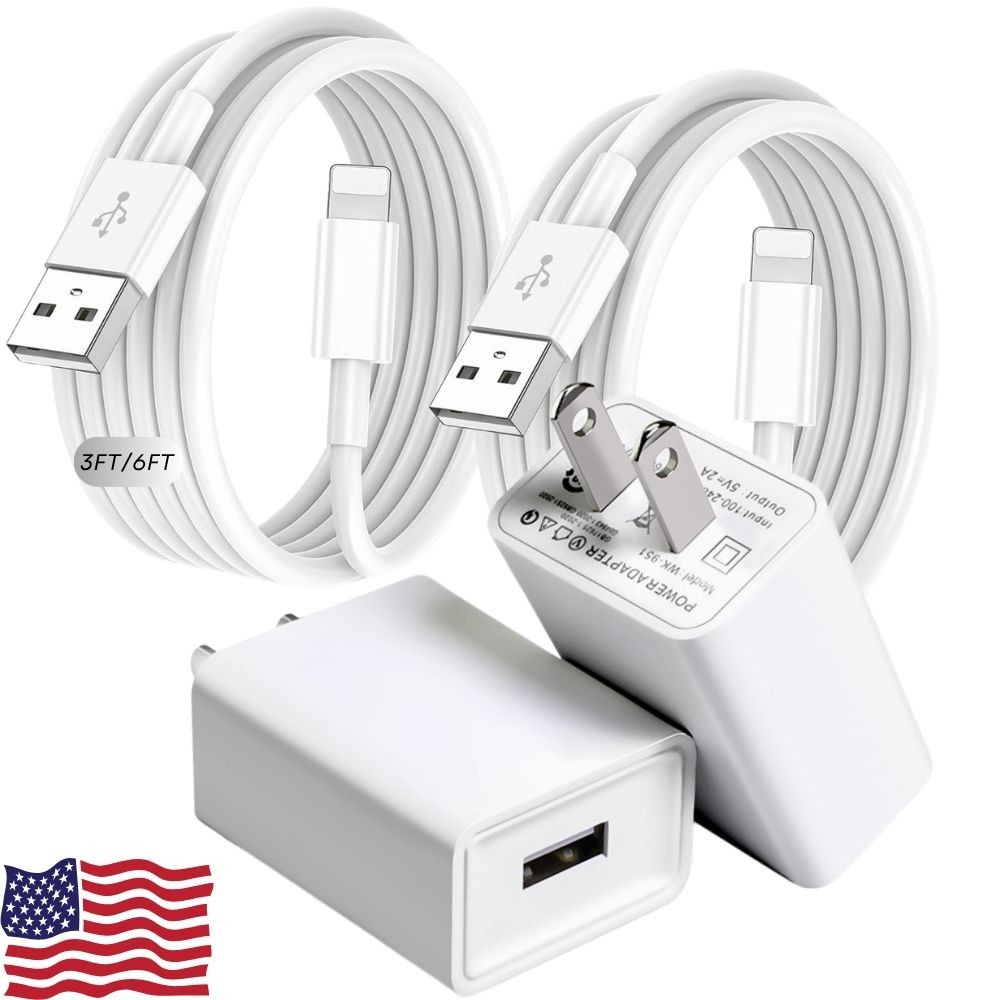 USB Wall Charger Block Fast Charging Cable For iPhone 14 13 12 11 XR XS SE 8 Lot