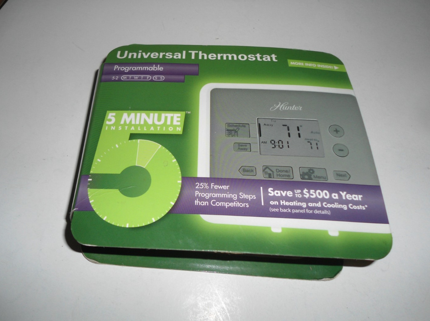 One NEW Hunter Universal 5 & 2 Day Programmable Thermostat - #44132 - Sealed Pkg