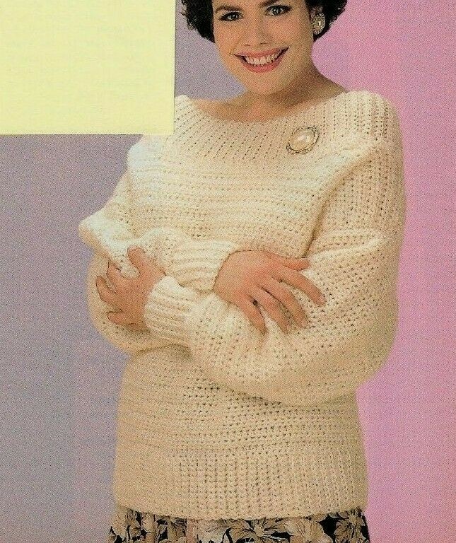 SCOOP NECK PULLOVER 4 SIZES WOMEN'S DIGEST SIZE CROCHET PATTERN INSTRUCTIONS