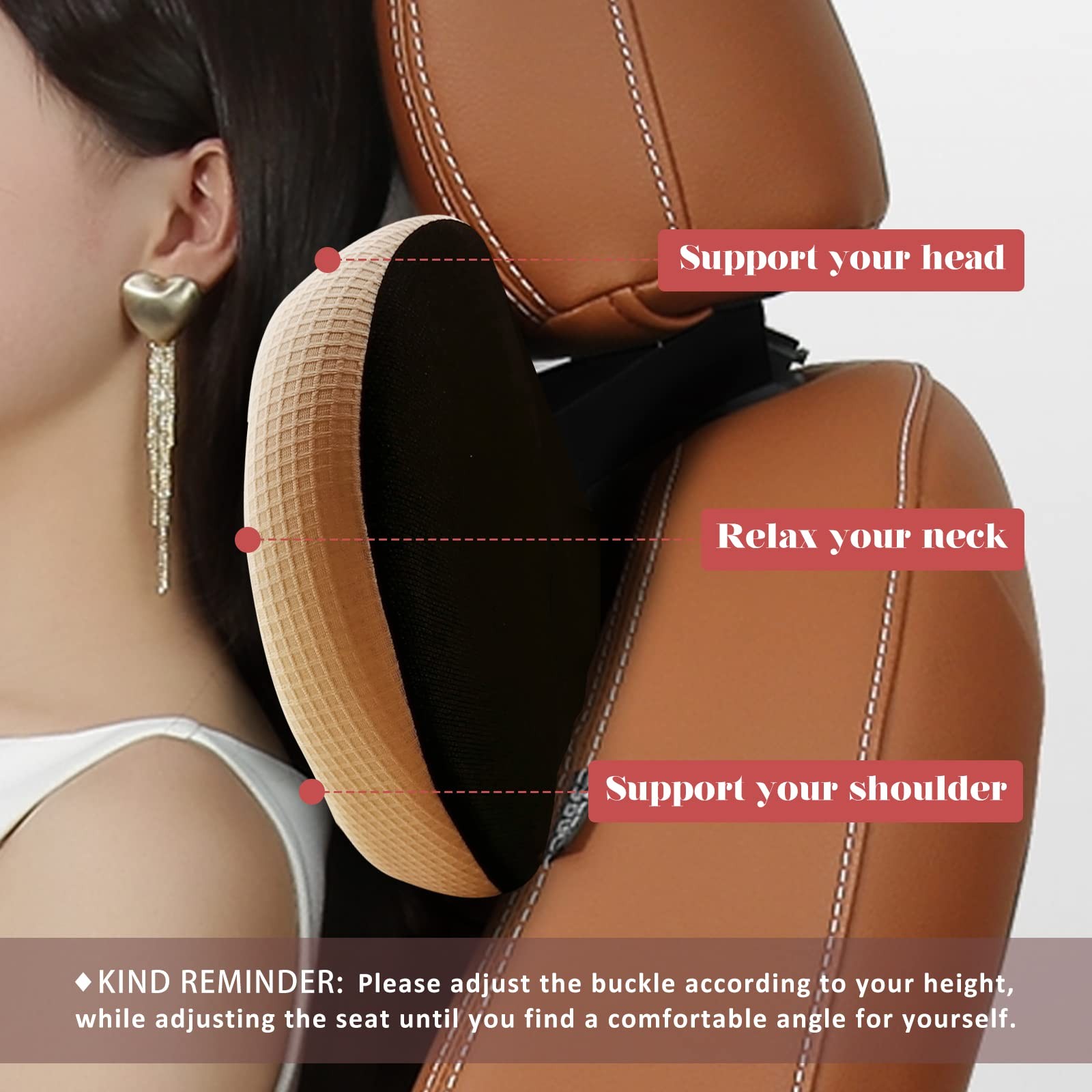 Almohada Reposacabezas Para Auto Con Espuma Viscoelastica Color Beige