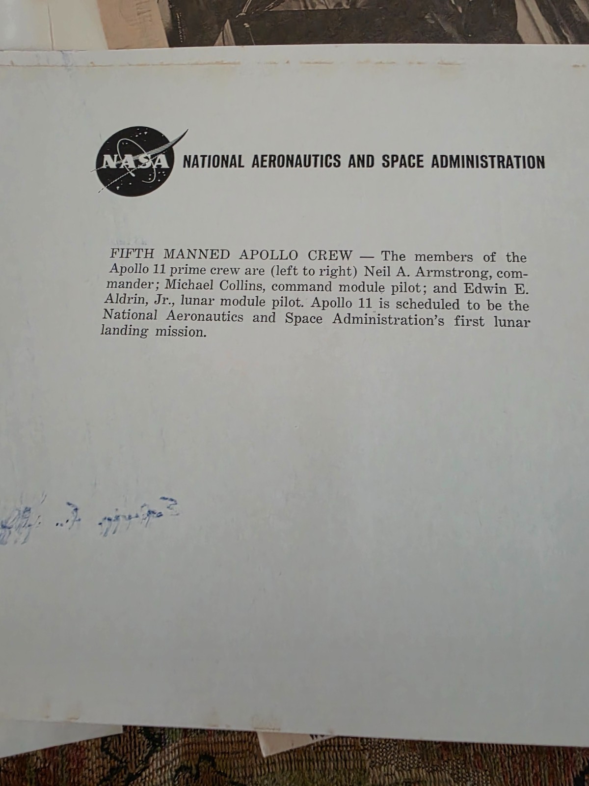 Apollo 11 Splashdown Party Program - Owned by Captain J Holcomb