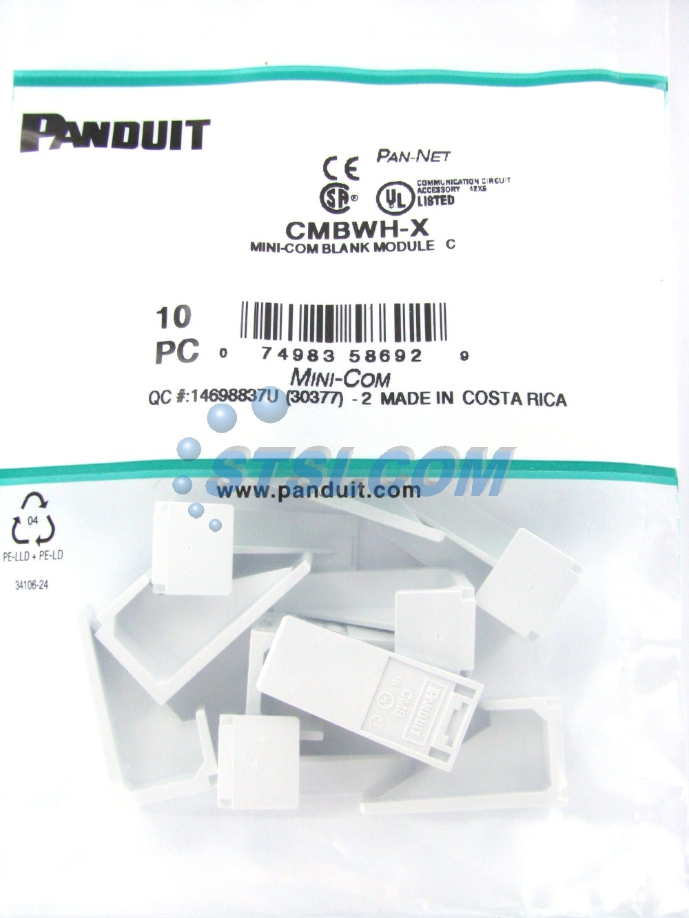 Panduit CMBWH-X Mini-Com Blank Module, 10-Pack, White ~STSI