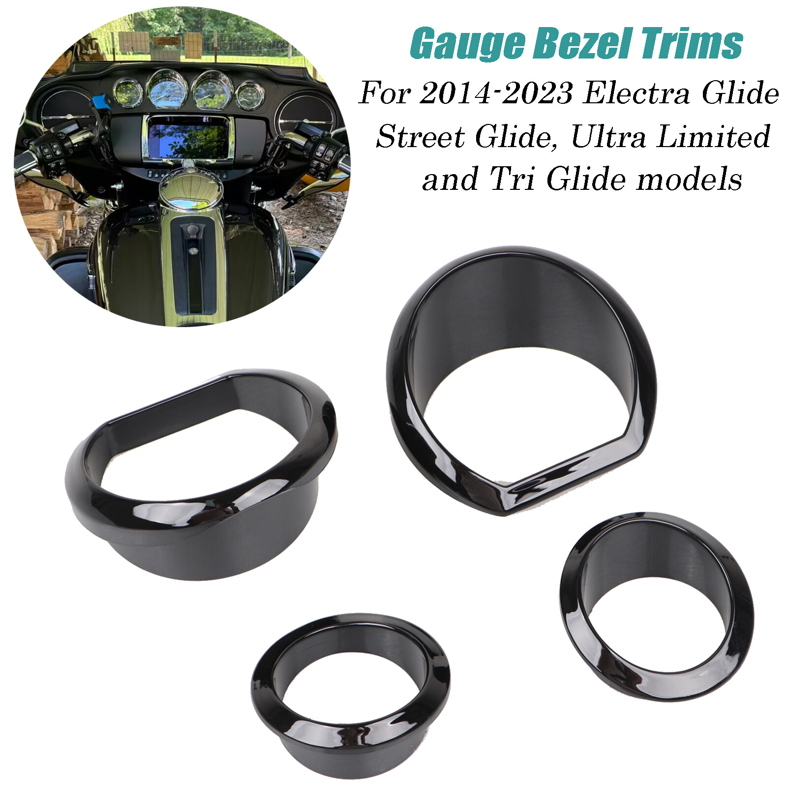 Black Gauge Bezel Trim For Harley Electra Street Tri Glide Ultra Limited 14-23