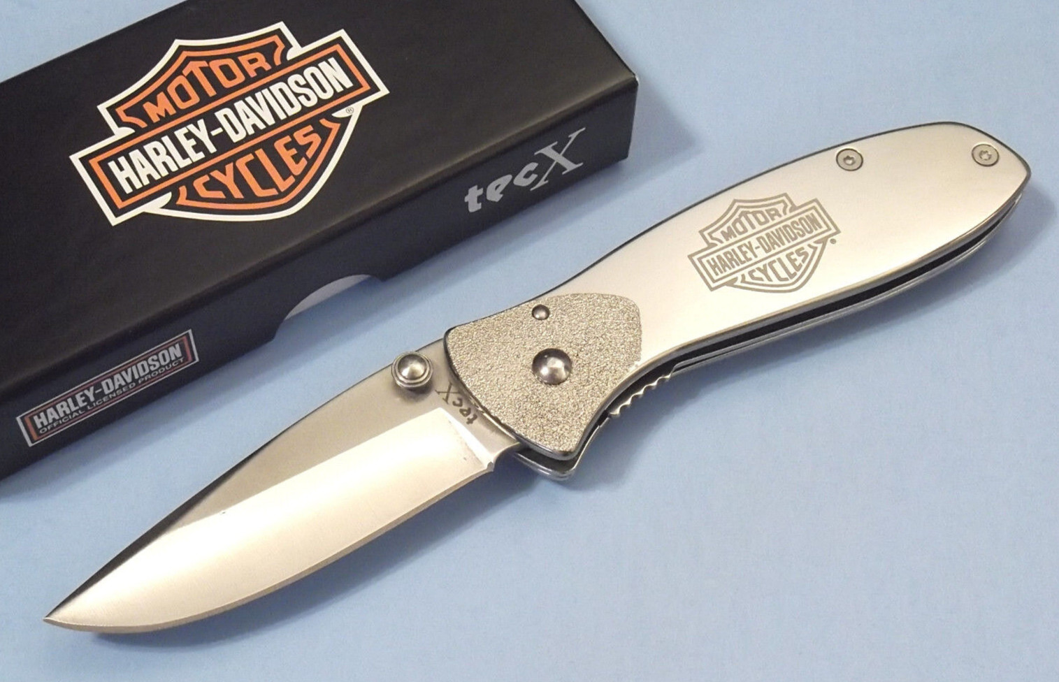 HARLEY-DAVIDSON 52083 Case Tec X Tags-L stainless linerlock knife 3 3/4" closed