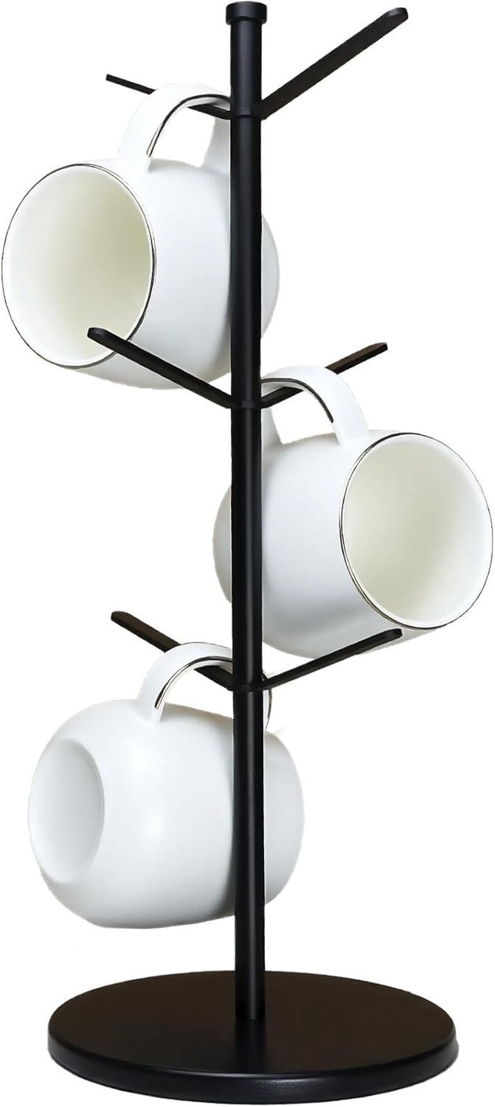 Premium Mug Tree, 6 Hooks Upgraded Stable Metal Mug Holder, Bamboo Base Coffee M
