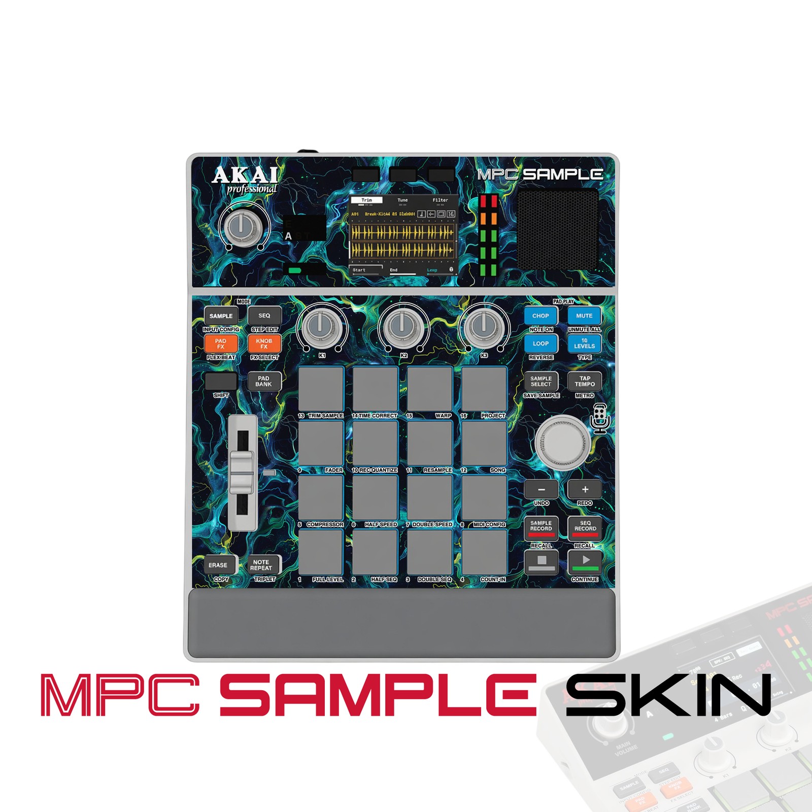 Akai MPC Sample Skin / Aqua Lightning Marble