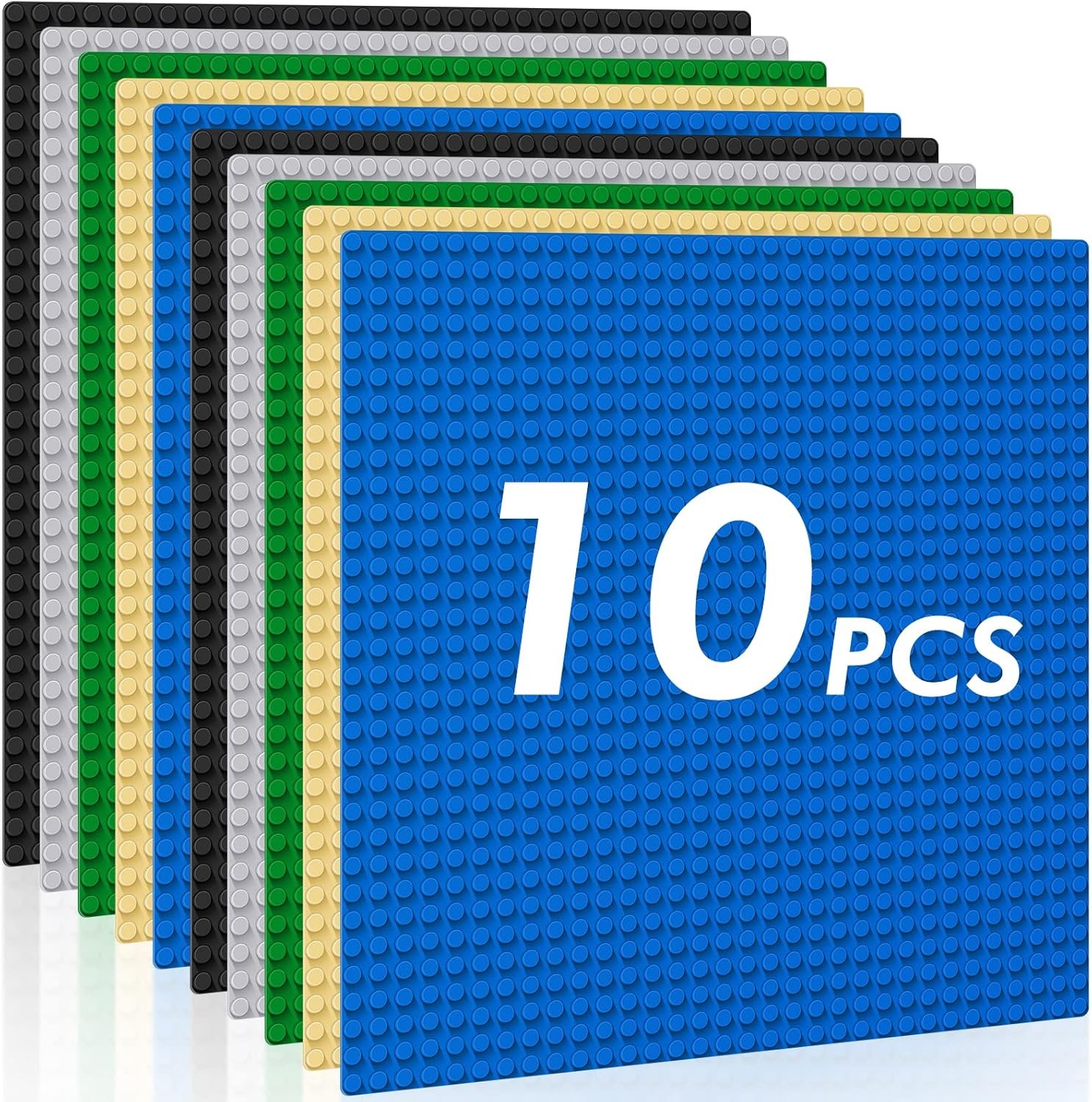 Classic Baseplates Building Plates-Pack of 10 Large 10" x 10" Building Bricks...