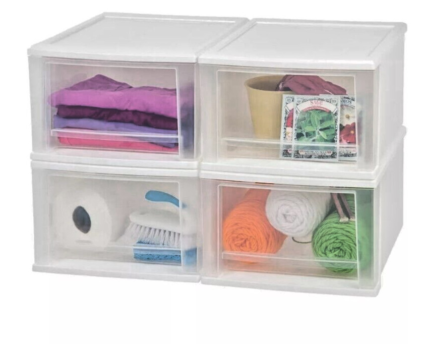 IRIS USA, Small 4-Drawer Compact Desktop Organizer, Stacking Desktop Unit 7qt