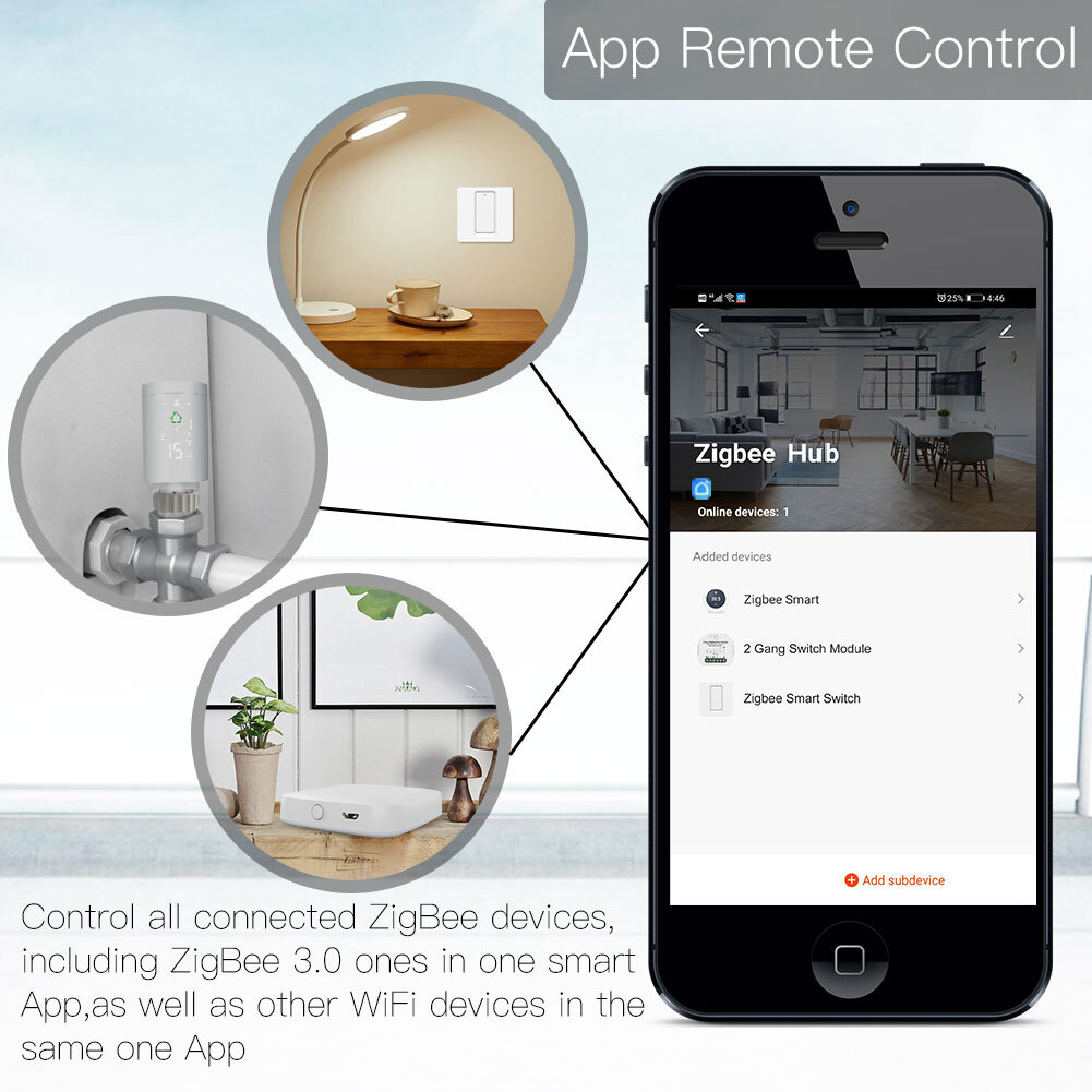 MOES Tuya Zigbee Smart Home Bridge Wireless Hub Gateway Alexa Google APP Control