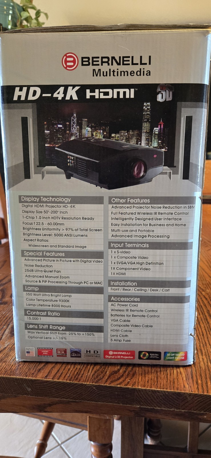 Bernelli Multimedia LCD Projector Model HD- 4K Works But READ!