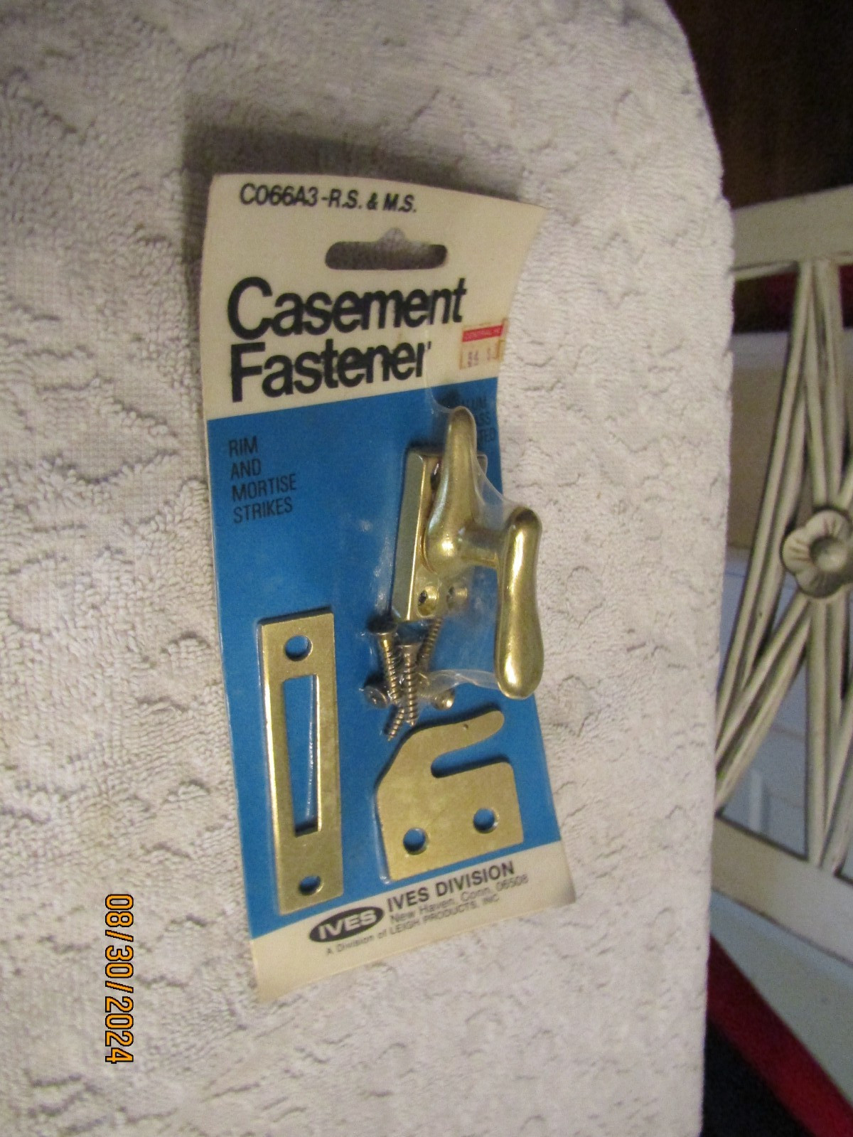 Vintage Ives Casement Fastener Brass Plated Aluminum C066A3 Rim & Mortise NOS US